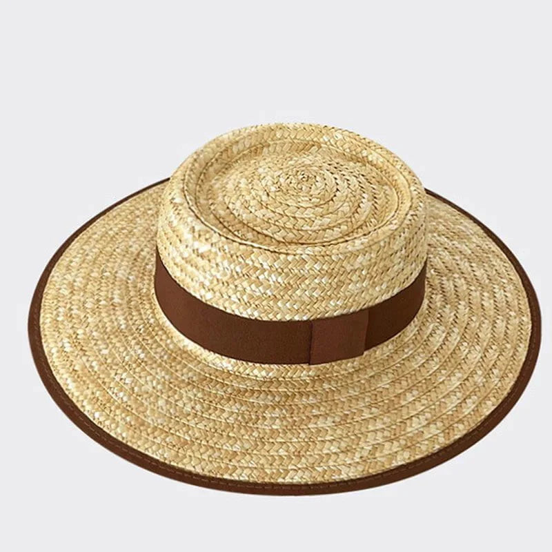 Wide-brimmed straw hat
