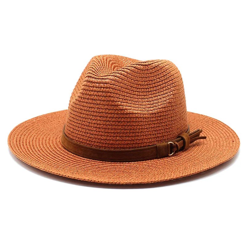 Panama hat with leather strap