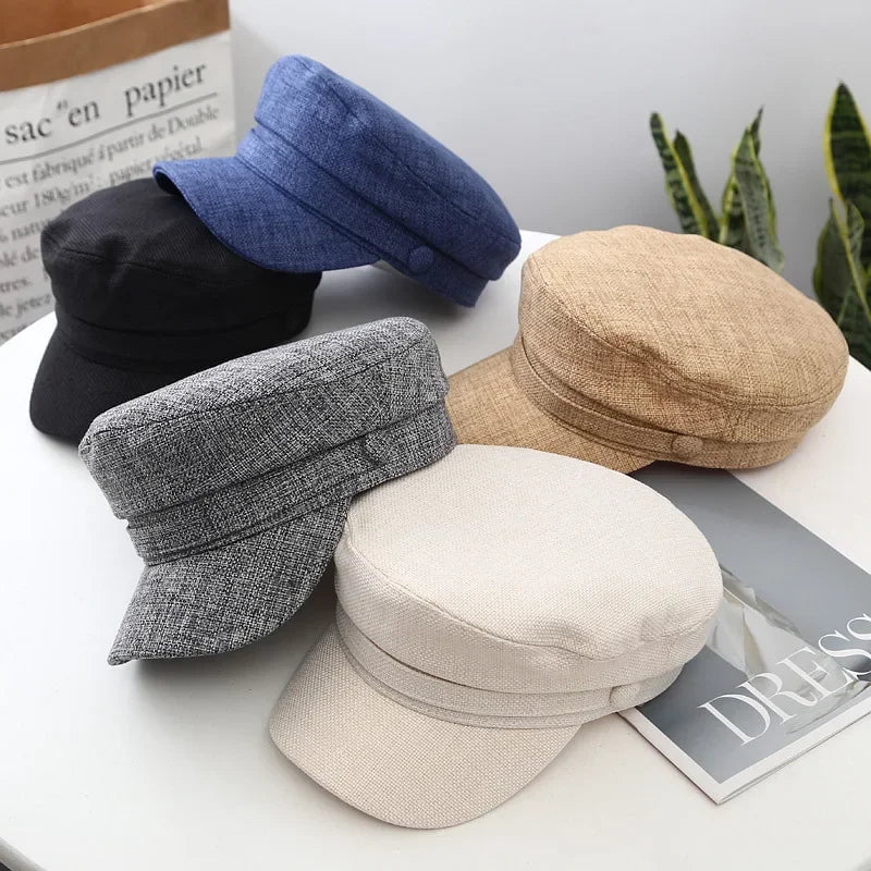 Breathable linen beret cap