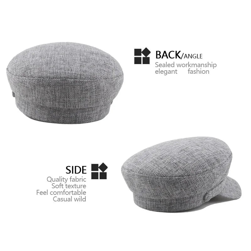 Breathable linen beret cap