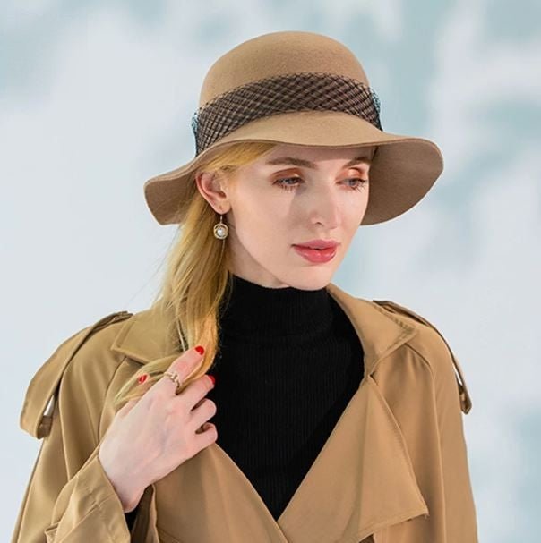 Winter wool cloche hat