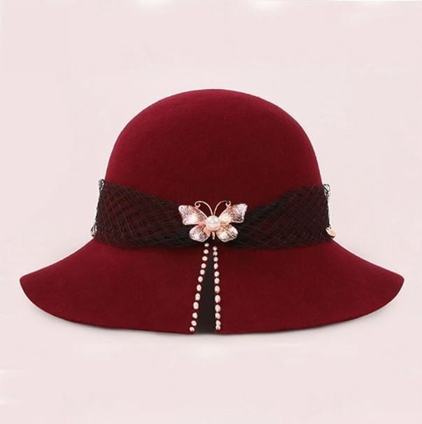 Winter wool cloche hat