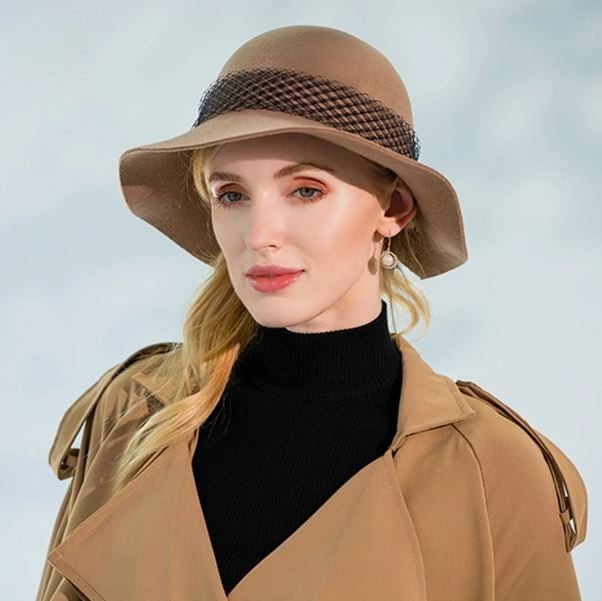 Winter wool cloche hat