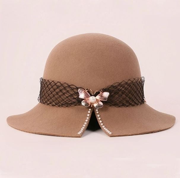 Winter wool cloche hat