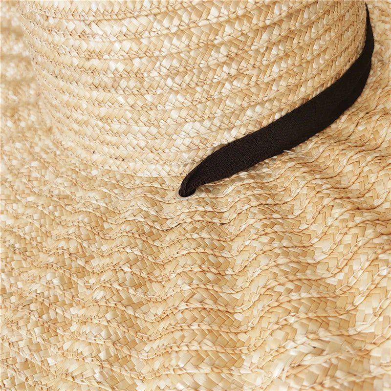 Straw hat with corrugated brim