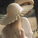 Straw hat with corrugated brim