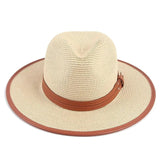 Leather ribbon straw hat