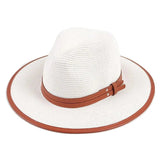 Leather ribbon straw hat