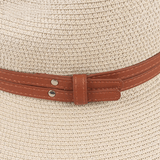 Leather ribbon straw hat
