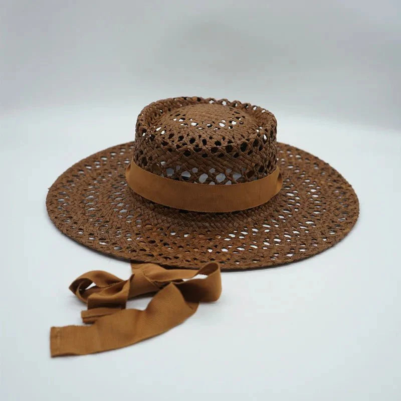 Hand-woven raffia hat