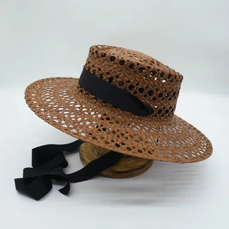 Hand-woven raffia hat