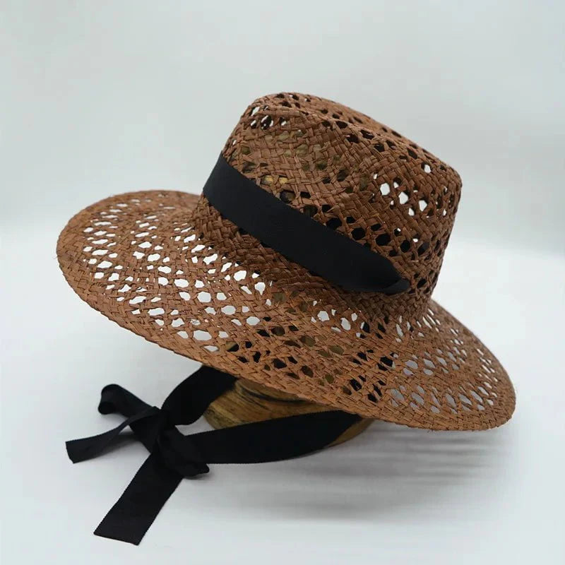 Hand-woven raffia hat