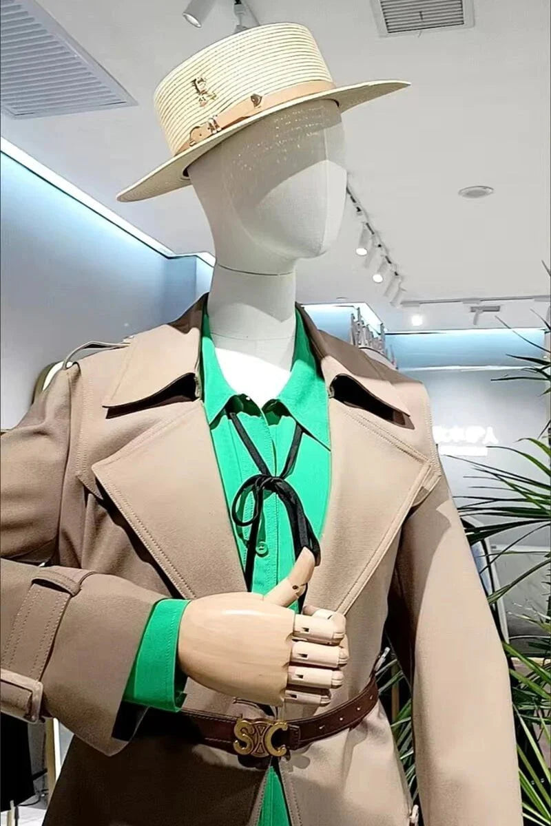 Straw hat with leather belt