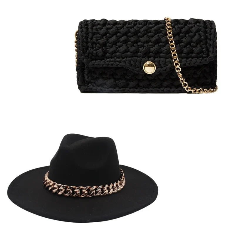 Leather hat and bag