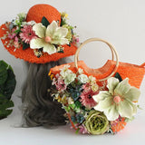 Bohemian-style rattan hat and bag
