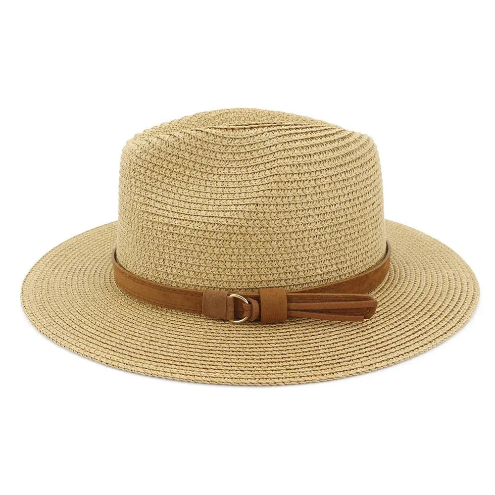 Panama hat with leather strap