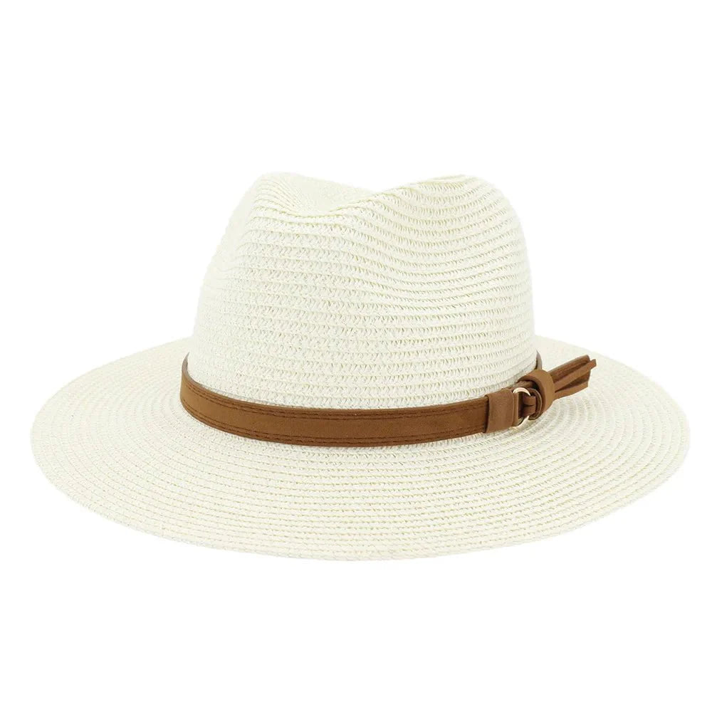 Panama hat with leather strap