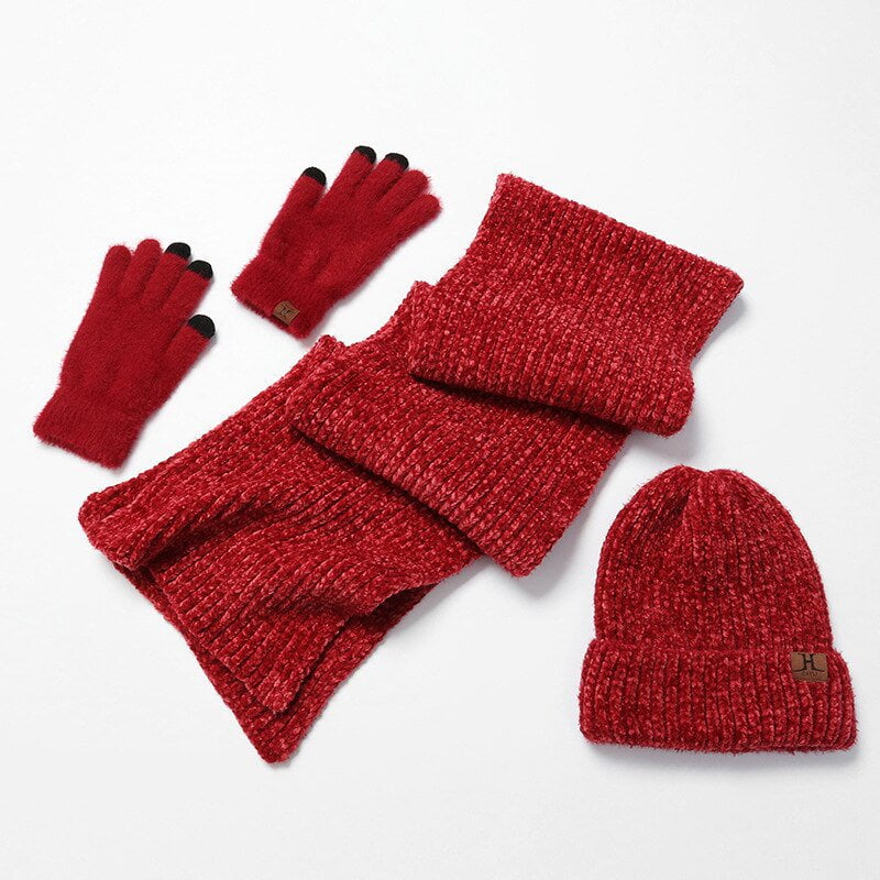 Knitted wool hat and scarf set