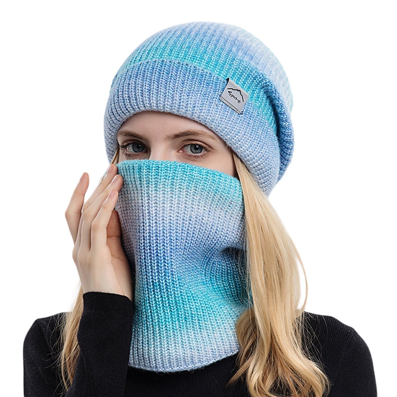 Set of knitted hats and scarves