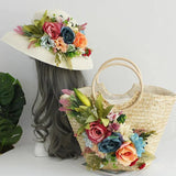 Beige bohemian bag and hat set