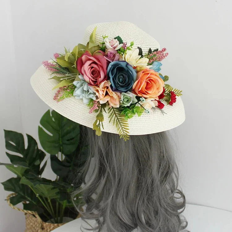 Beige bohemian bag and hat set