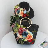 Bohemian-style black bag and hat set