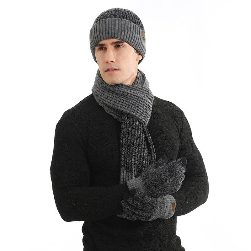 Wool hat, gloves and scarf set