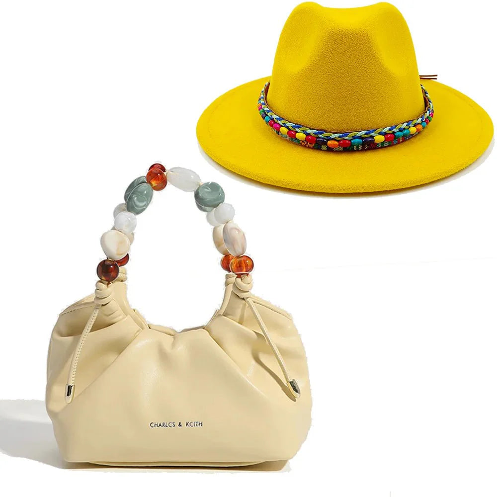 Fedora hat and matching handbag
