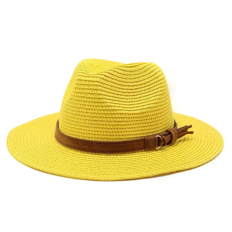 Panama hat with leather strap