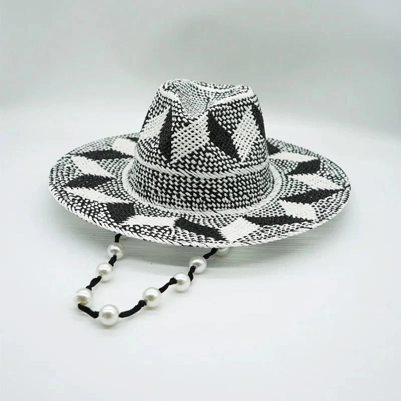 Grey-black straw hats