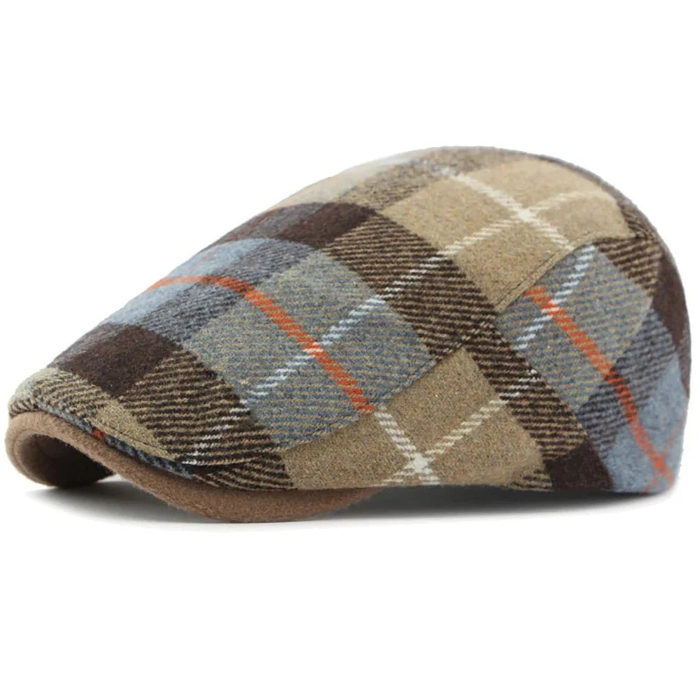 Checked wool beret