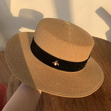 Round straw hats with flat brim