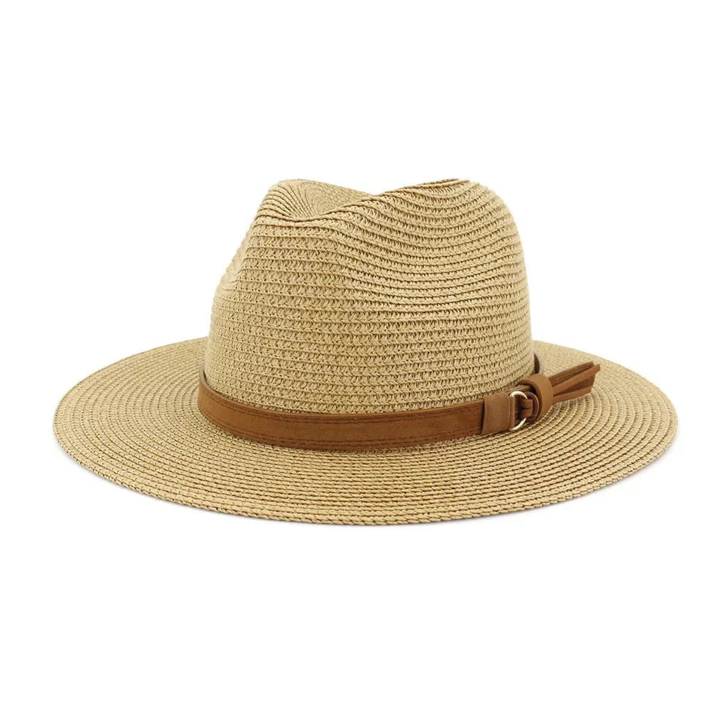 Panama hat with leather strap
