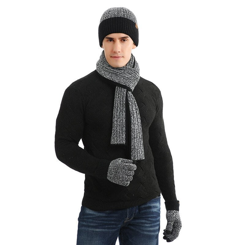 Wool hat, gloves and scarf set