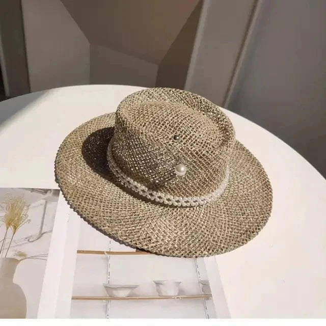 Flat straw hat