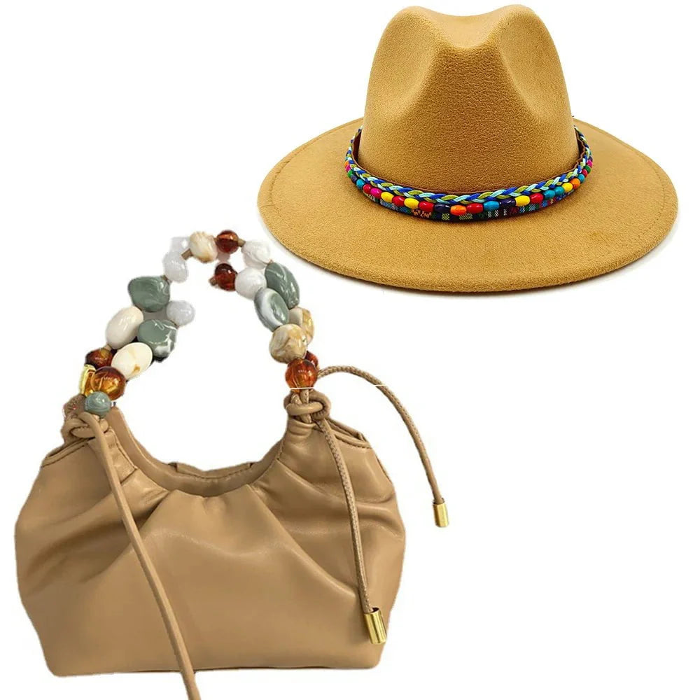 Fedora hat and matching handbag