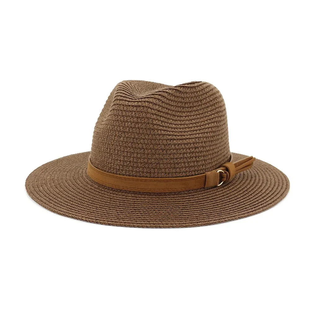 Panama hat with leather strap