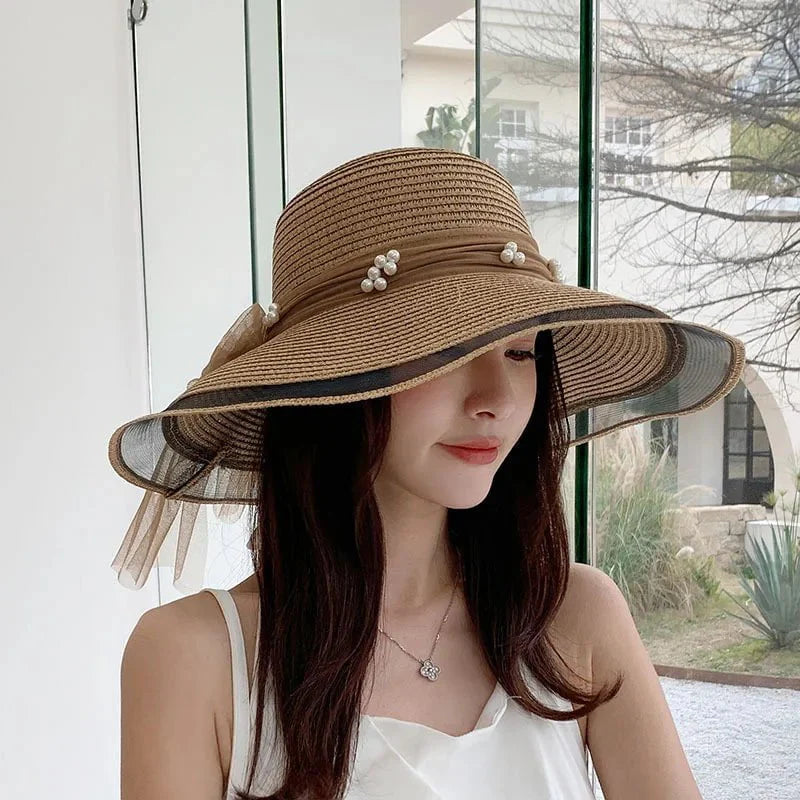 Beaded straw hat