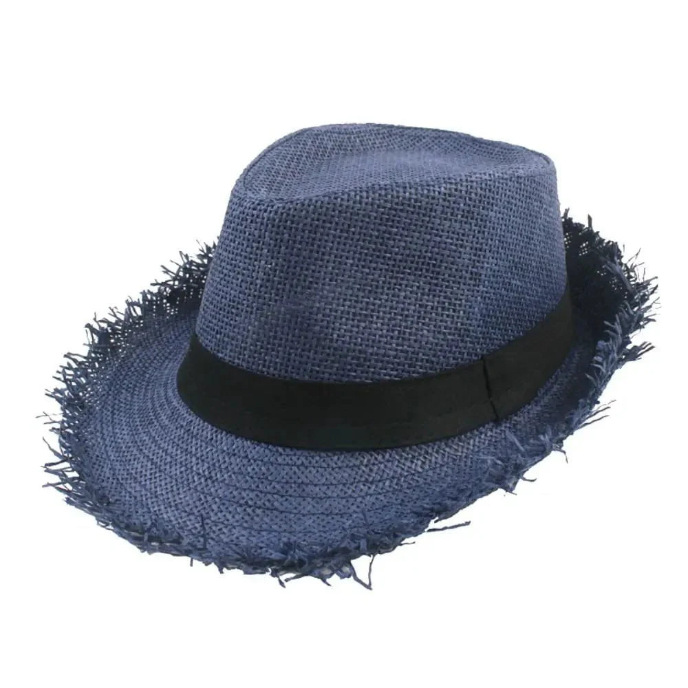 Straw trilby with ribbon