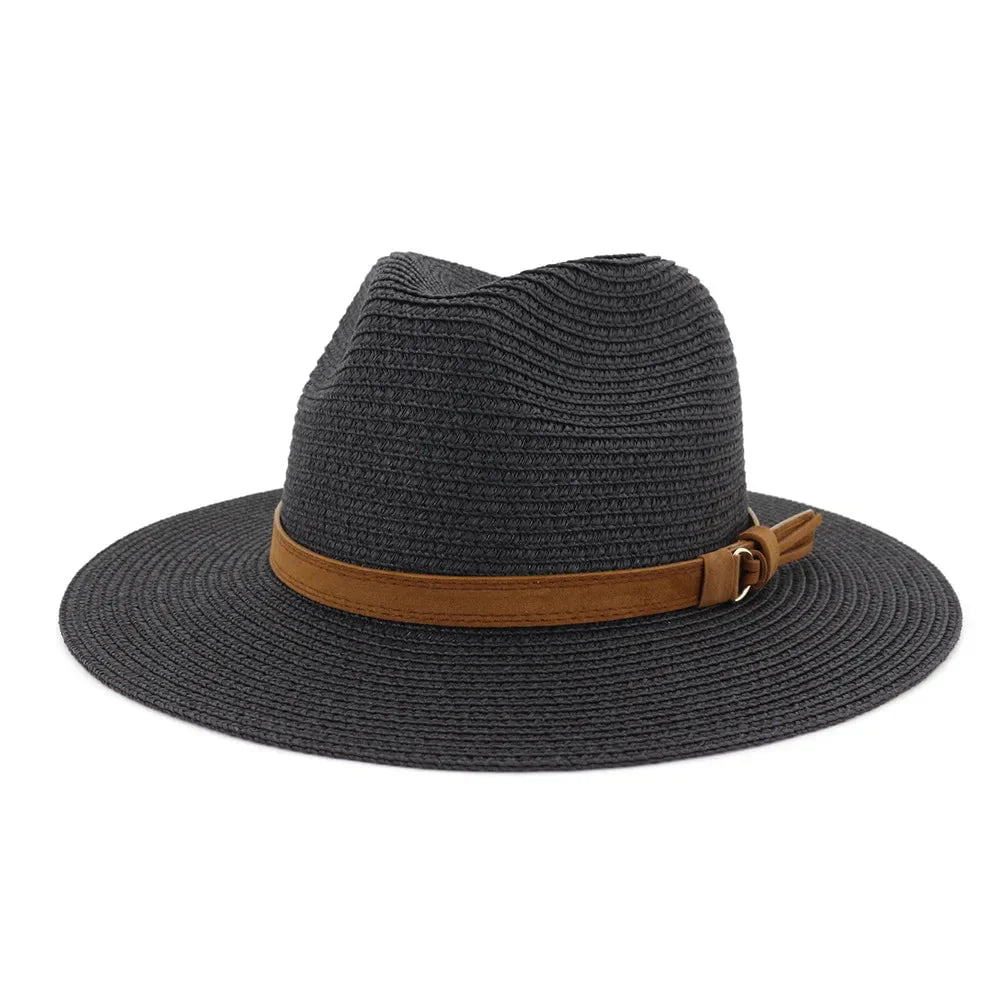 Panama hat with leather strap