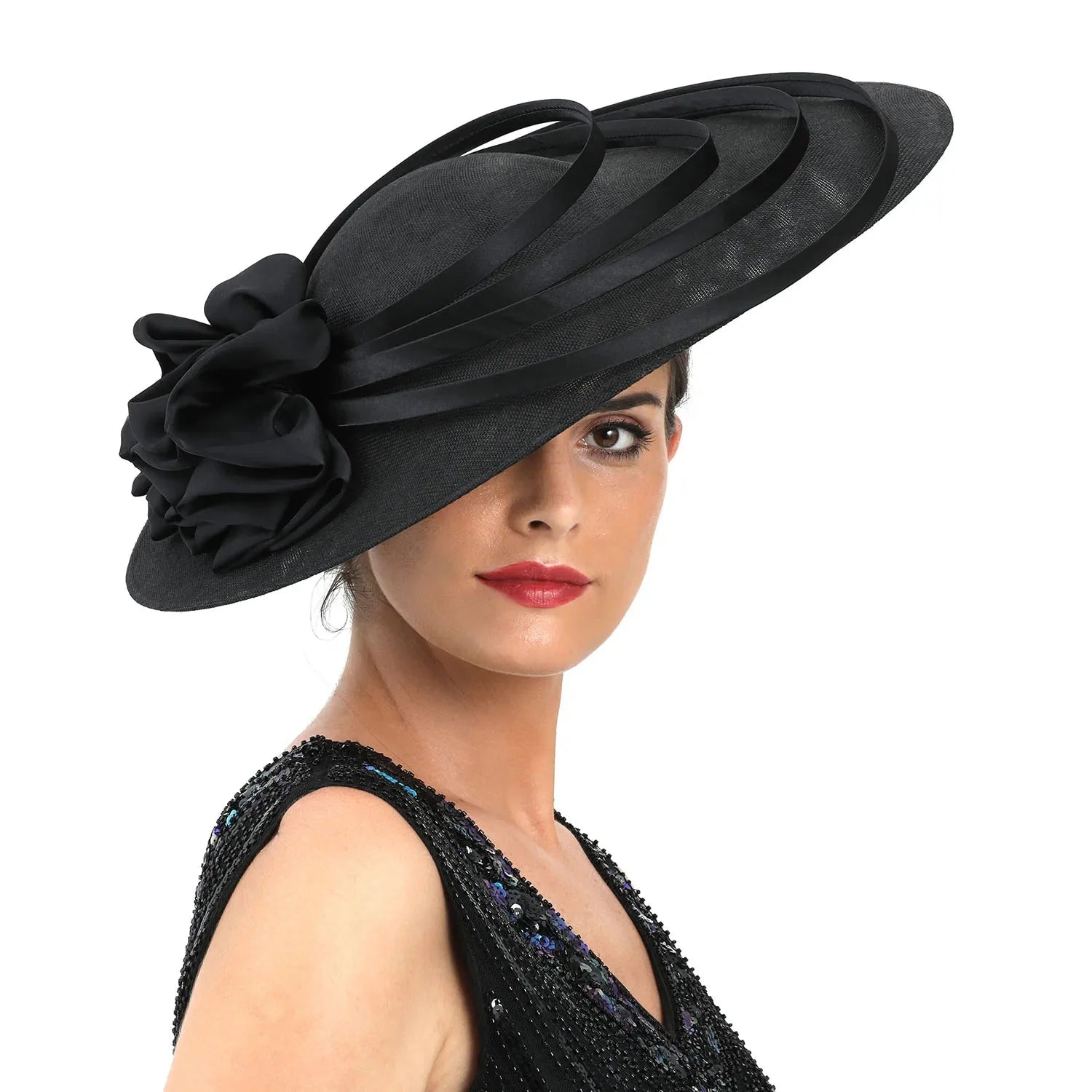 Black fascinator hat