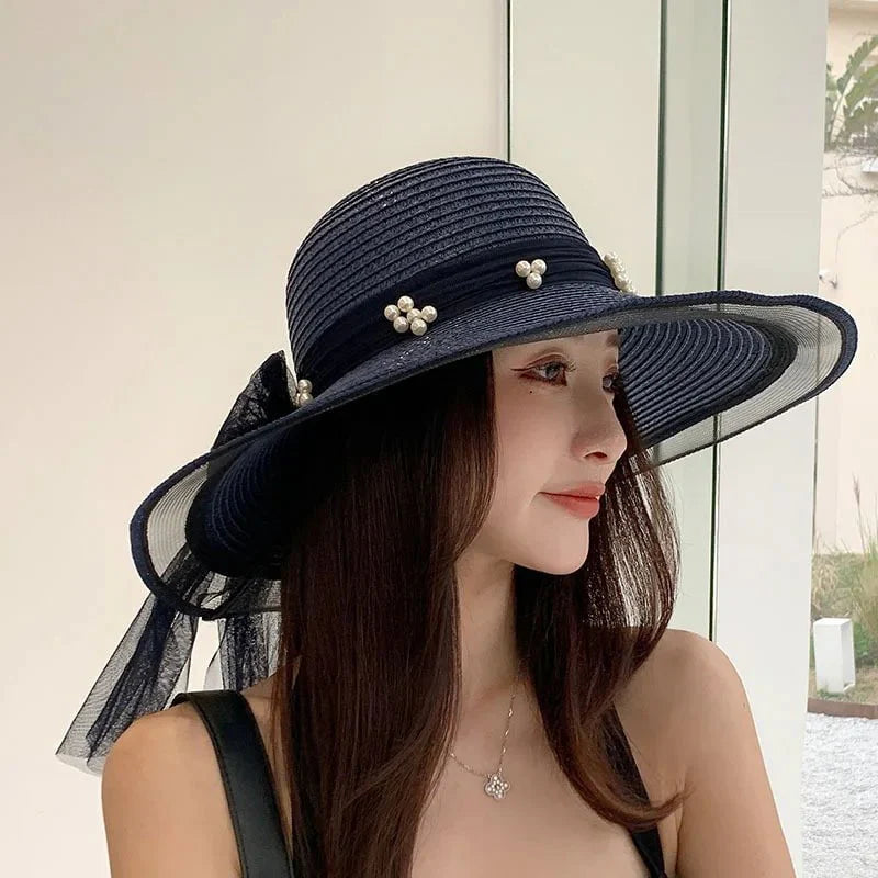 Beaded straw hat