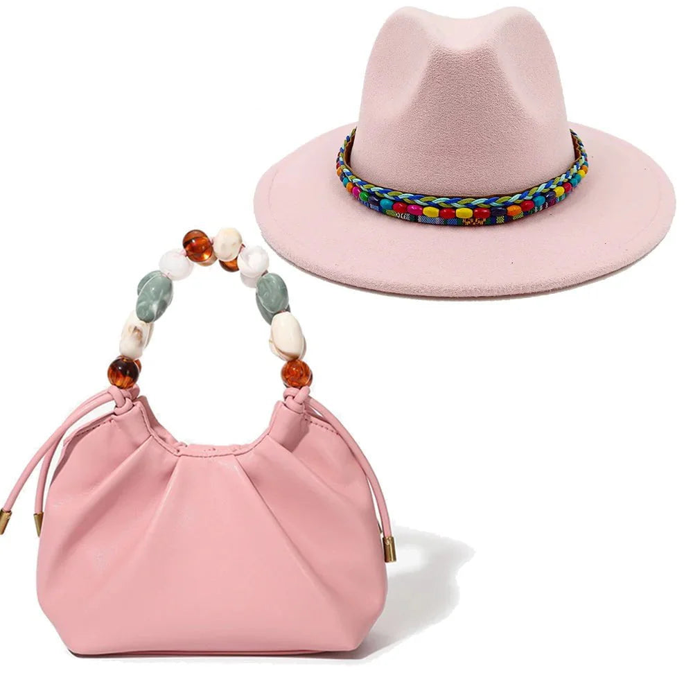 Fedora hat and matching handbag