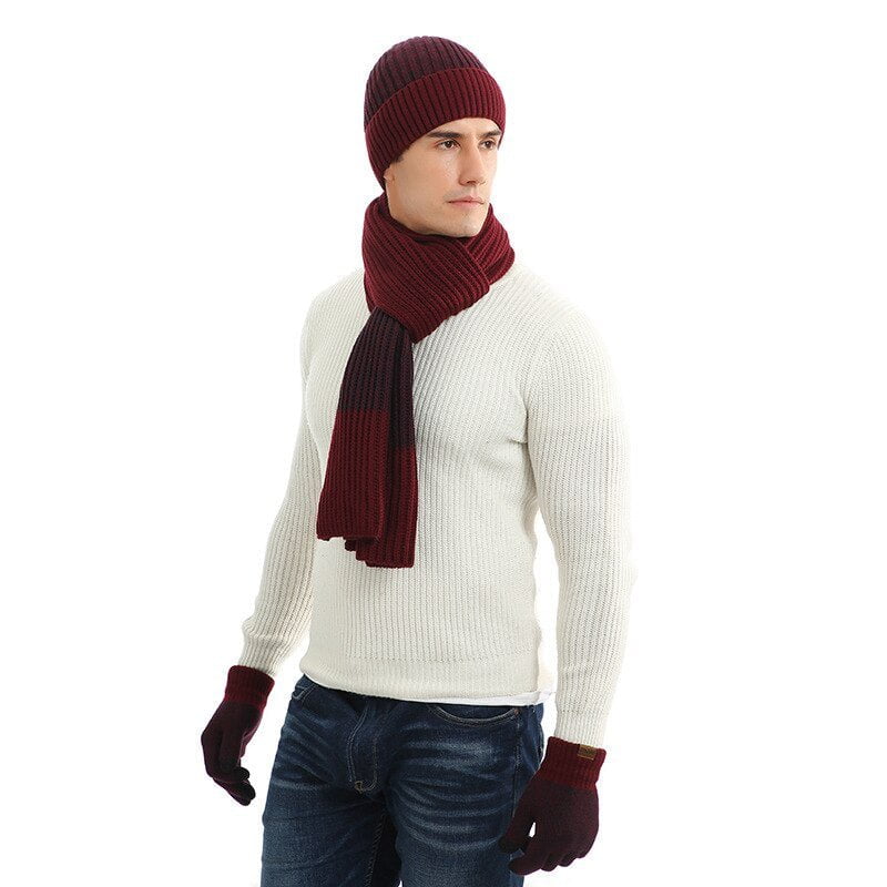 Wool hat, gloves and scarf set