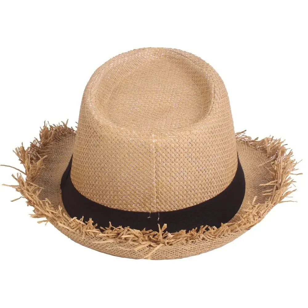 Straw trilby with ribbon