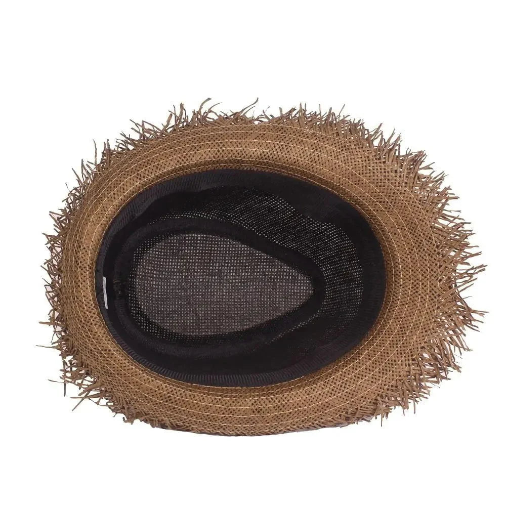 Straw trilby with ribbon