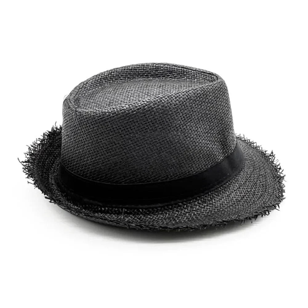 Straw trilby with ribbon