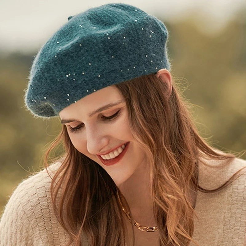 Velvet beret for women