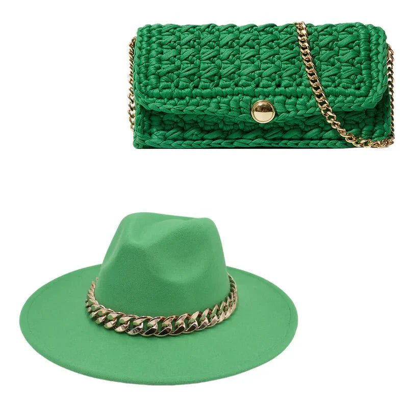 Leather hat and bag