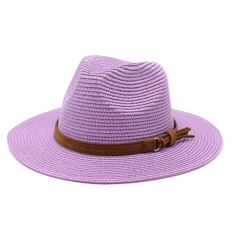 Panama hat with leather strap